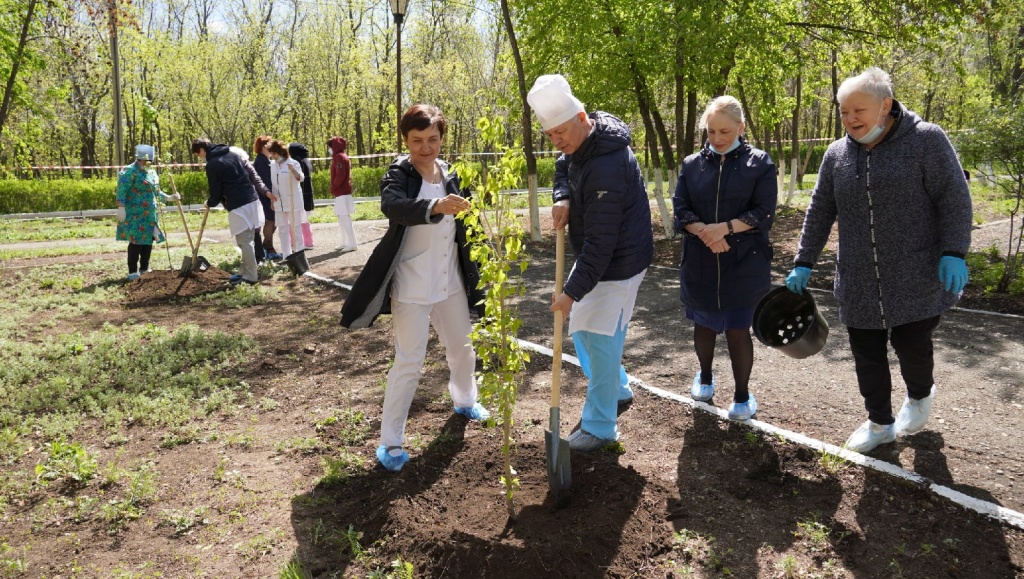 В Оренбурге на территории областного противотуберкулезного диспансера высадили деревья